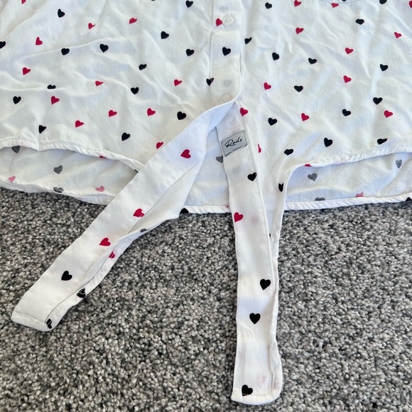 Women’s Rails Val Crush Button Down Front Tie Hearts Rayon Collared Shirt $158 M - Picture 5 of 11